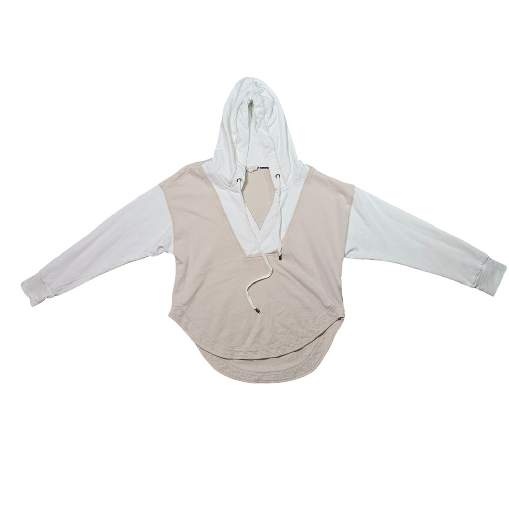 PILCRO Women's Long Sleeve V Neck Pullover Hoodie Beige White Size S - Picture 7 of 13
